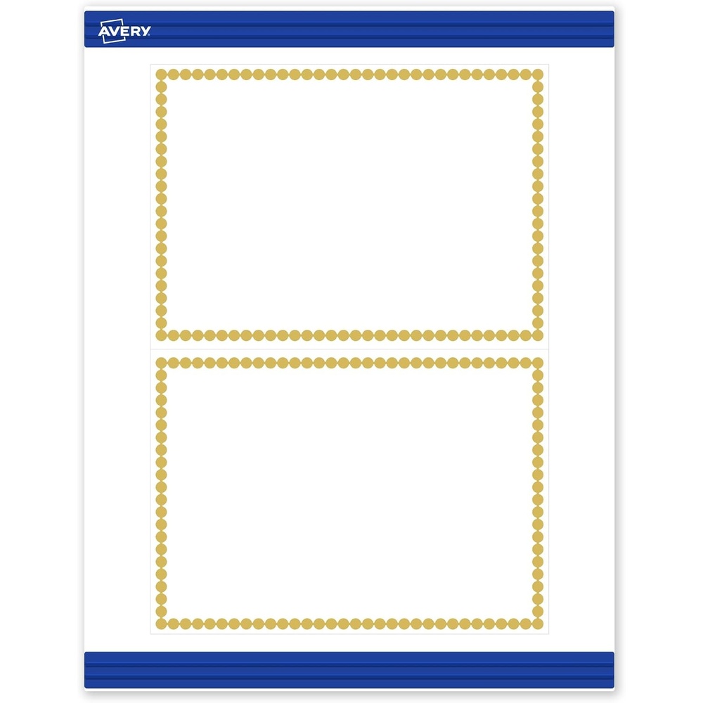image:imageAvery Printable Rectangle Invitation Cards Gold MultiLined Border 5 x 7 Matte White LaserInkjet 20ct Great for Invitation CardsGold Beads