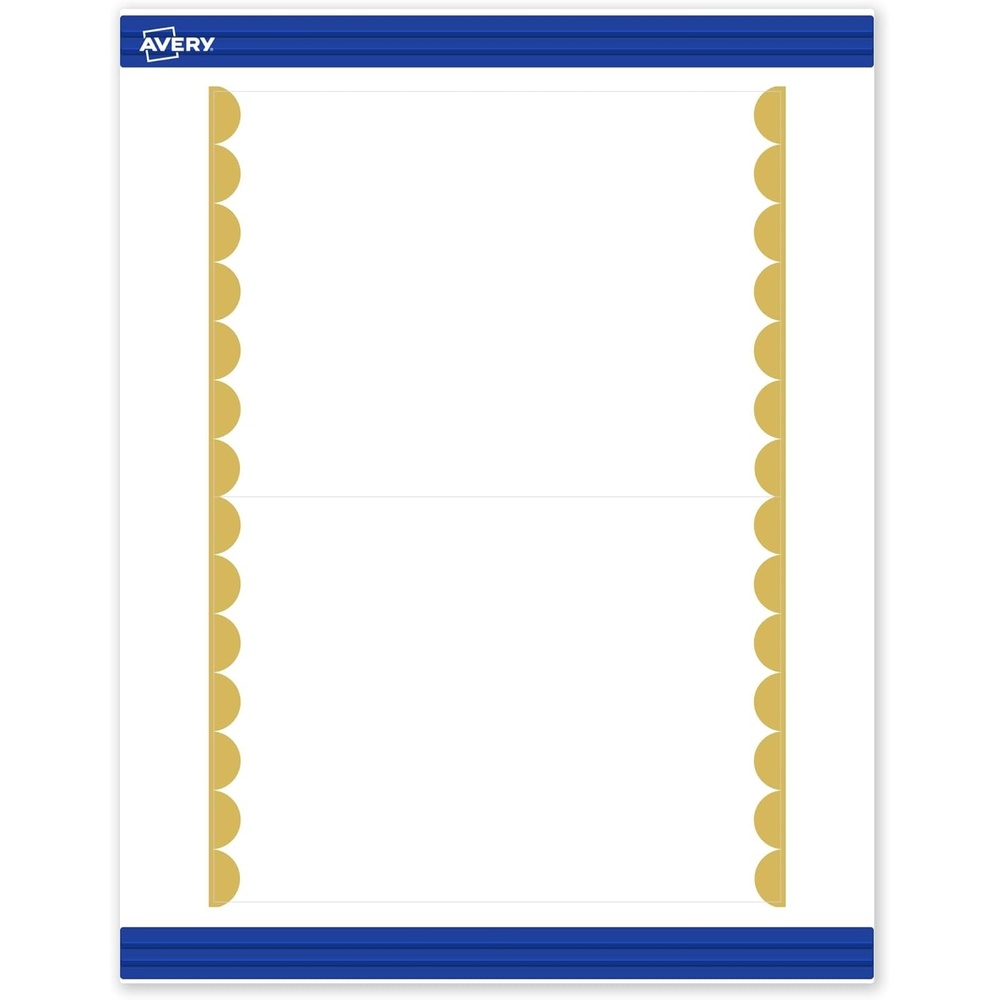 image:imageAvery Printable Rectangle Invitation Cards Gold MultiLined Border 5 x 7 Matte White LaserInkjet 20ct Great for Invitation CardsGold Dots Edge