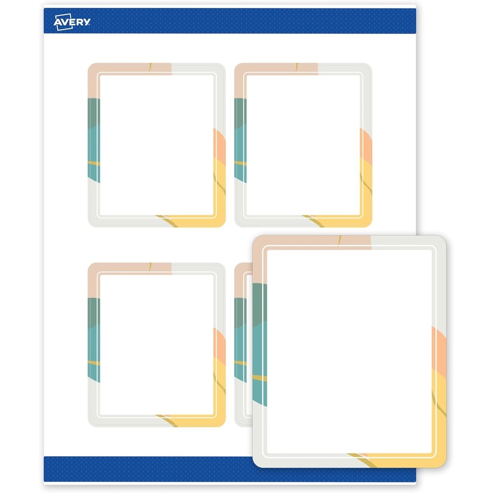 image:imageAvery Printable Rectangle Labels Gold Double Border Florals 4 x 313 Matte White Rectangle Labels Permanent LaserInkjet 40ct Great for Product MerchandisingColor Block With Metallic Gold Veins