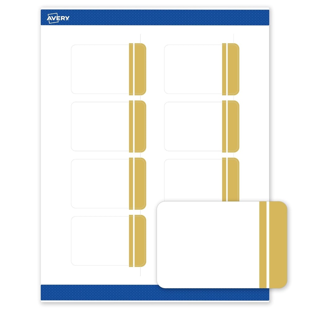 image:imageAvery Printable Rectangle Labels Gold DoubleDipped Edge 2 x 3 Matte White Rectangle Labels Permanent LaserInkjet 80ct Great for Product MerchandisingDouble Dipped Gold Edge