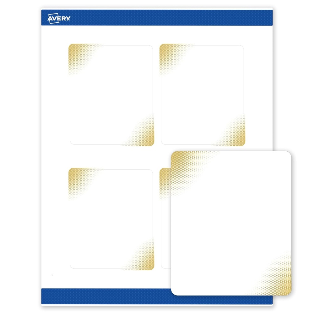 image:imageAvery Printable Rectangle Labels Gold DoubleDipped Edge 4 x 313 Matte White Rectangle Labels Permanent LaserInkjet 40ct Great for Product MerchandisingGold Blush