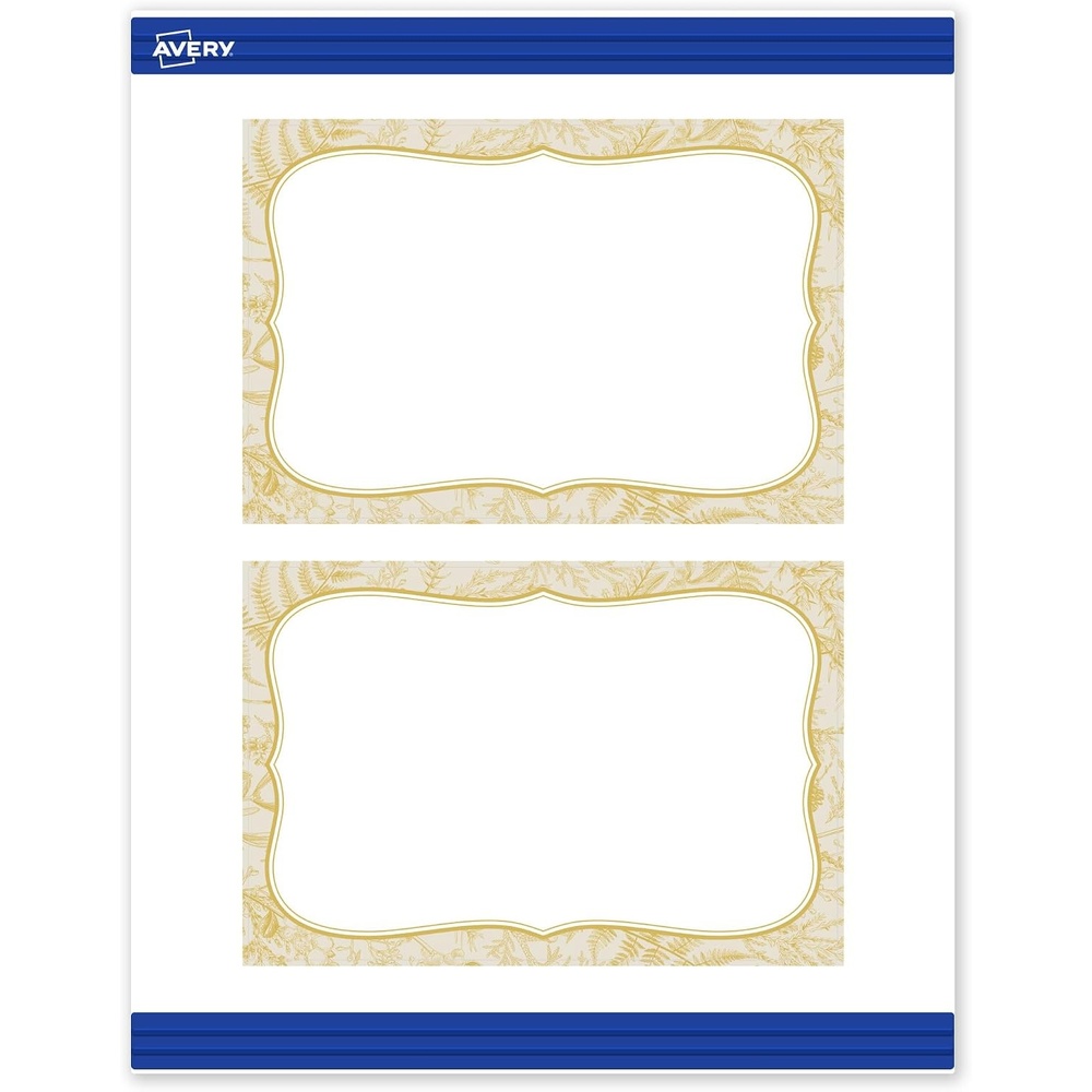 image:imageAvery Printable Rectangle Postcards Gold MultiLined Border 4 x 6 Matte White LaserInkjet 20ct Great for PostcardsFlourished Metallic Gold Florals