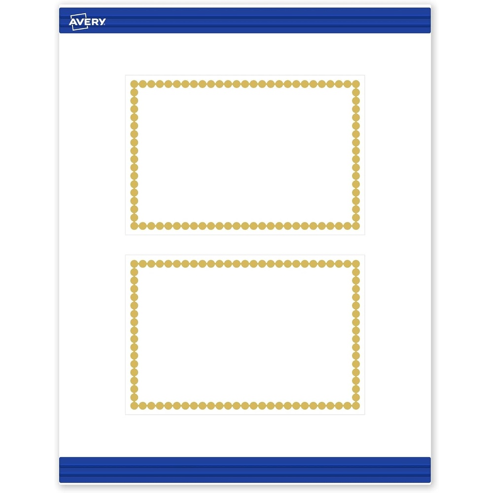 image:imageAvery Printable Rectangle Postcards Gold MultiLined Border 4 x 6 Matte White LaserInkjet 20ct Great for PostcardsGold Beads