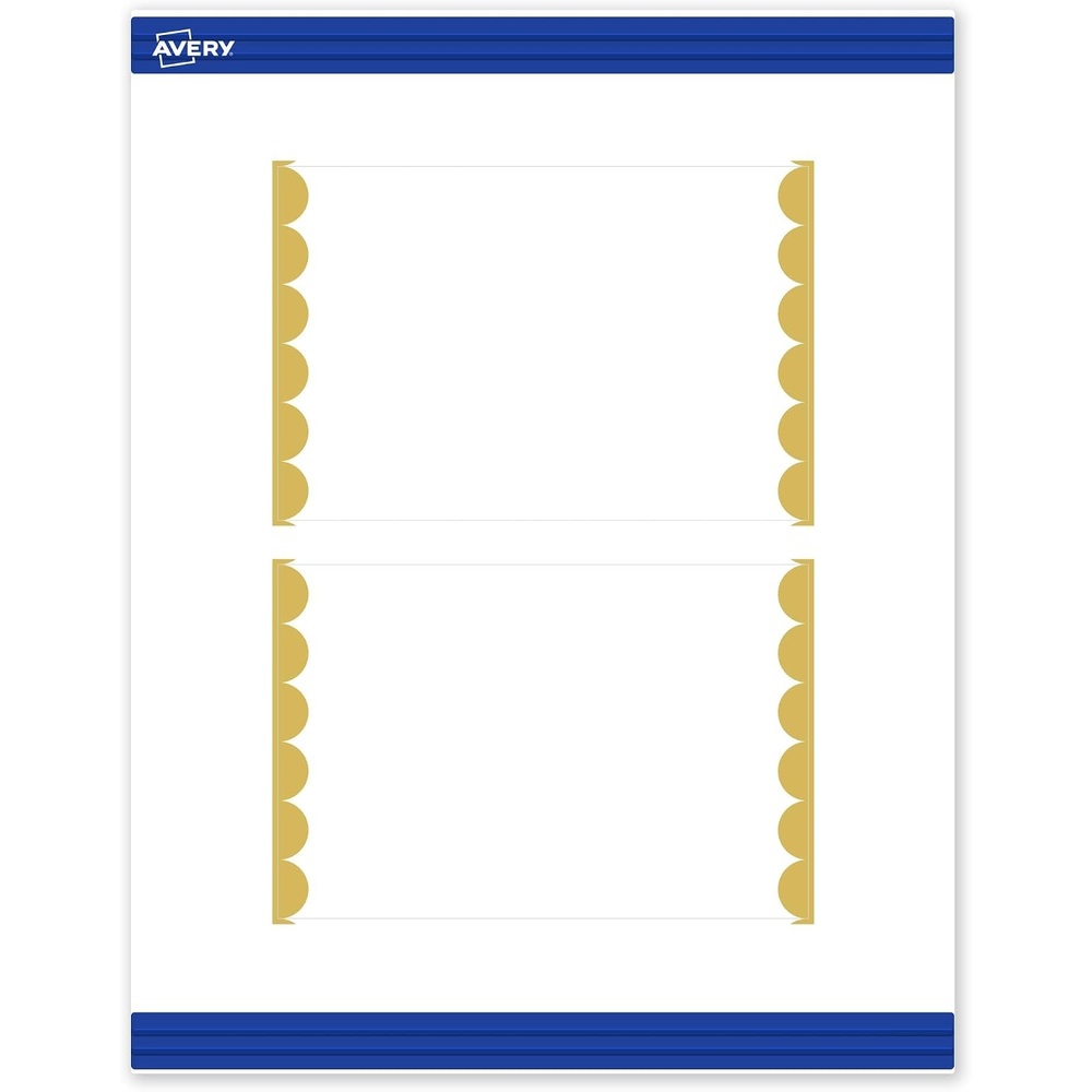 image:imageAvery Printable Rectangle Postcards Gold MultiLined Border 4 x 6 Matte White LaserInkjet 20ct Great for PostcardsGold Dots Edge