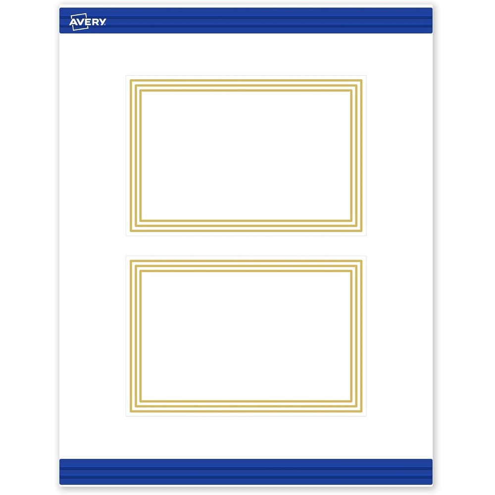 image:imageAvery Printable Rectangle Postcards Gold MultiLined Border 4 x 6 Matte White LaserInkjet 20ct Great for PostcardsMultiLined Gold Border