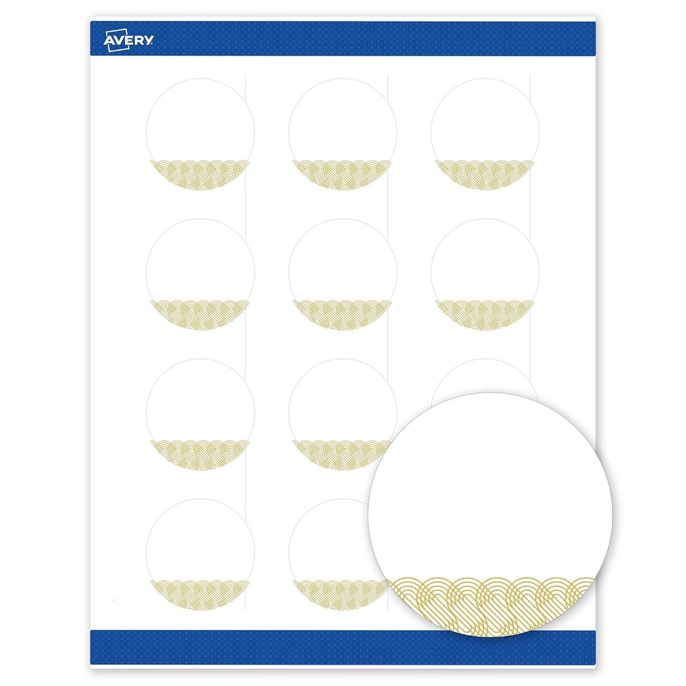 image:imageAvery Printable Round Labels Sure Feed Technology Gold Dots Edge Design 2 Diameter Matte White Permanent Labels LaserInkjet 120 Total Great for Product MerchandisingGold Lace Trim