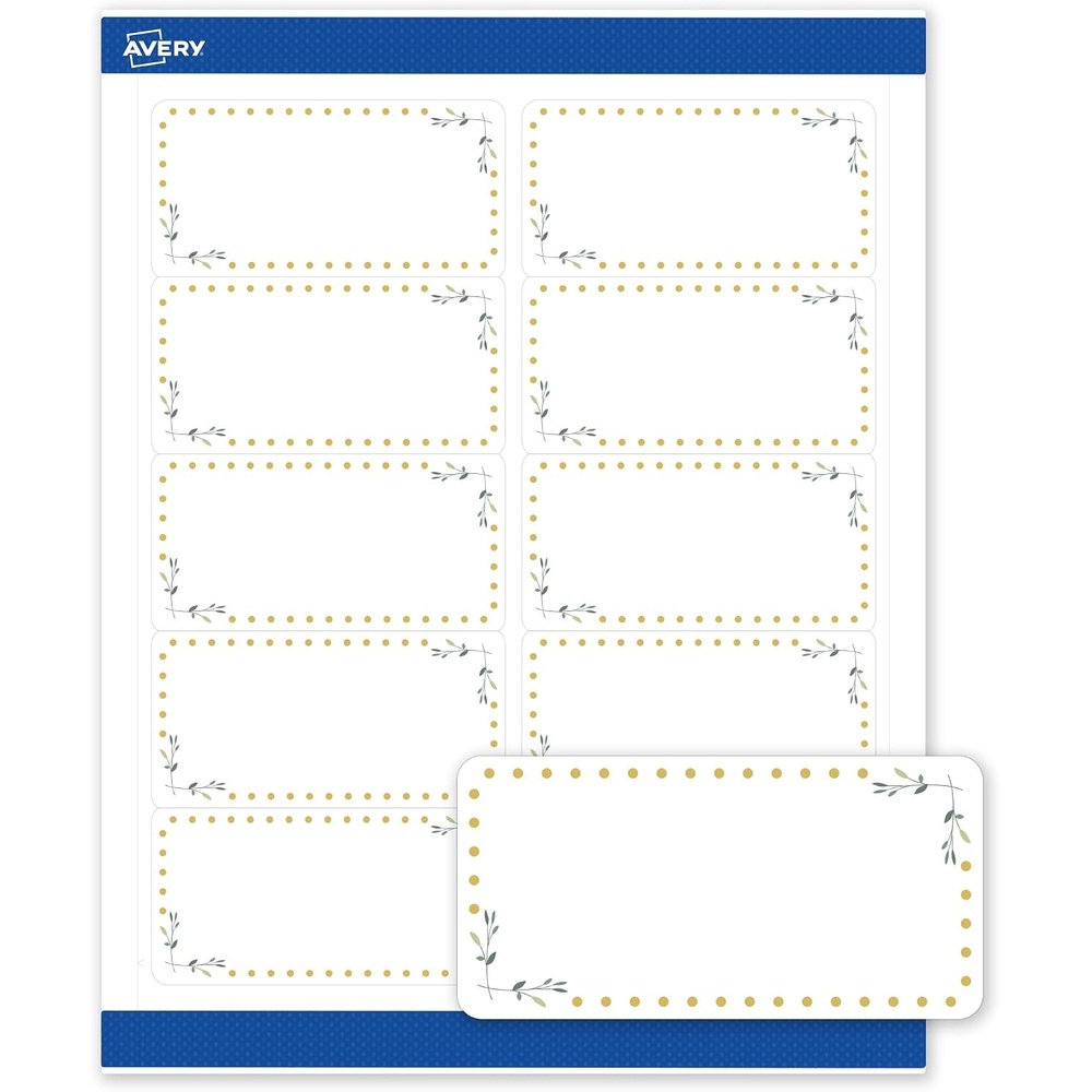 image:imageAvery Printable Shipping Labels 2 x 4 Matte White with Gold Dots Green Florals Design Permanent Adhesive Laser amp Inkjet Compatible 10 Total Great for Shipping Branding and WeddingsGreen Florals With Gold Dots