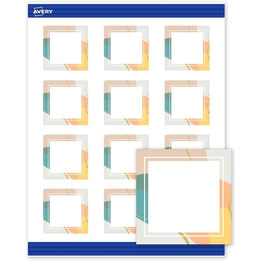 image:imageAvery Printable Square Cards Gold Dots Green Florals 2 x 2 Matte White Square Cards LaserInkjet 120ct Great for Business PromotionColor Block with Metallic Gold Veins