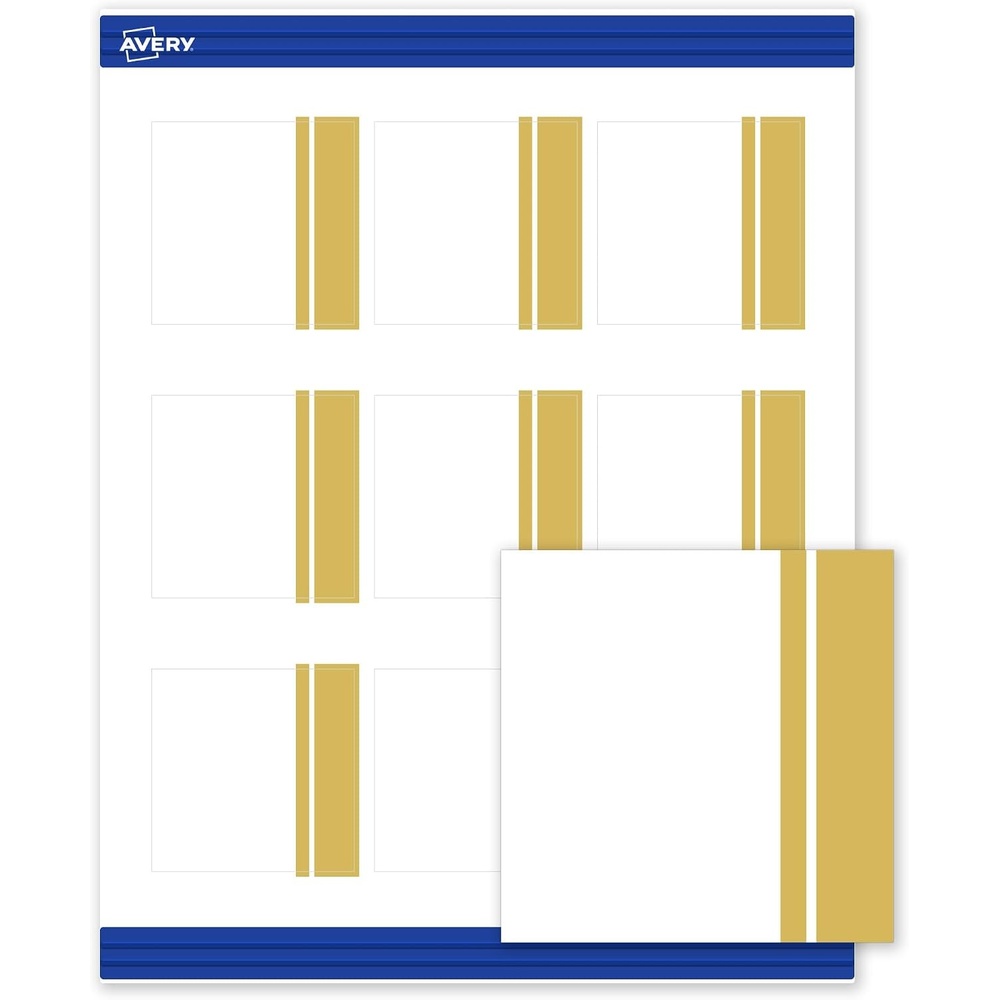 image:imageAvery Printable Square Cards Gold Edge Dots 25 x 25 Matte White Square Cards LaserInkjet 90ct Great for Business PromotionDouble Dipped Gold Edge