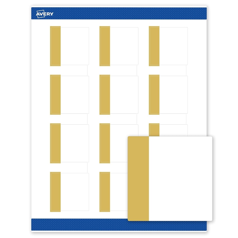 image:imageAvery Printable Square Labels Gold Border Gold Dots 2 x 2 Matte White Square Labels Permanent LaserInkjet 120ct Great for Product MerchandisingDipped Gold Edge
