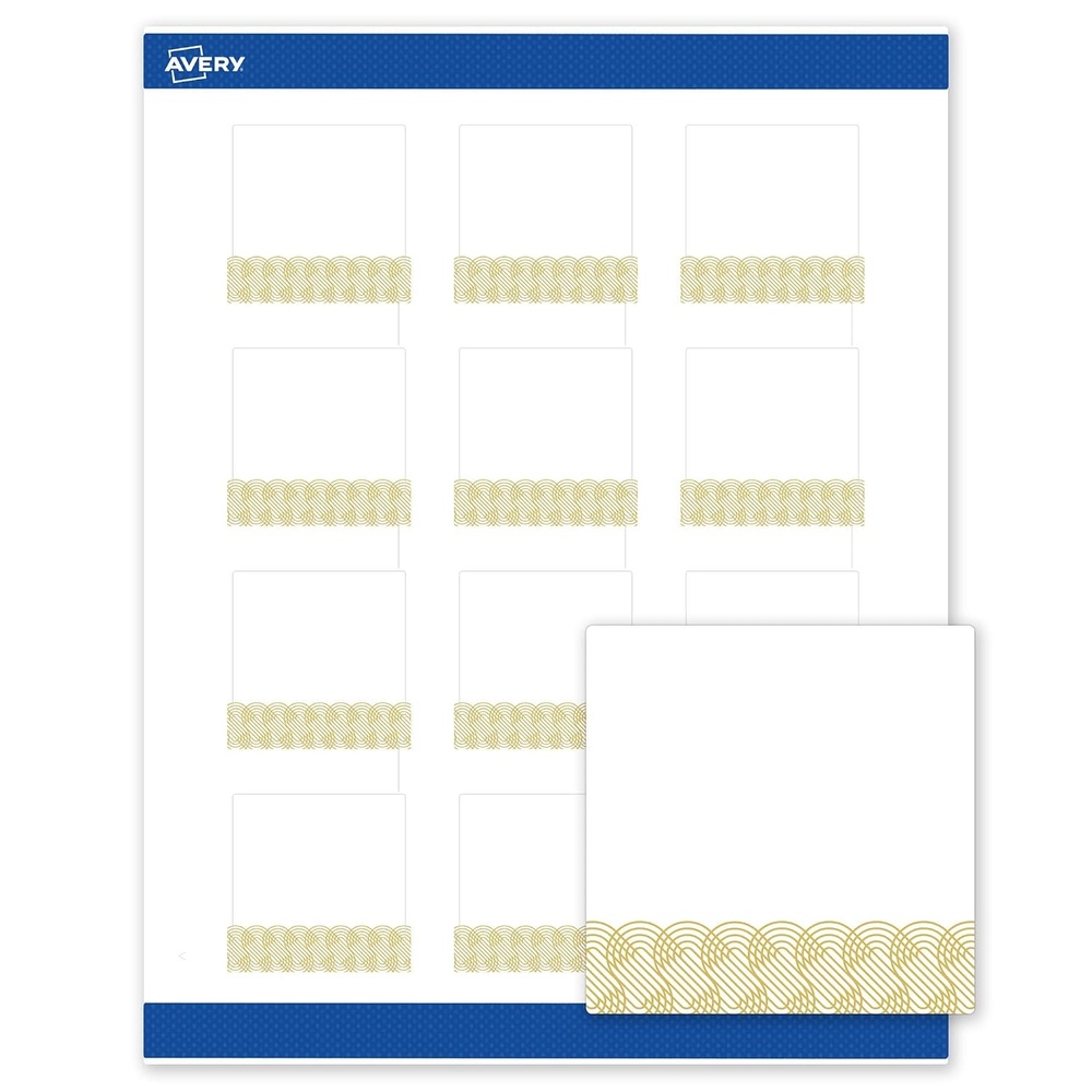 image:imageAvery Printable Square Labels Gold Border Gold Dots 2 x 2 Matte White Square Labels Permanent LaserInkjet 120ct Great for Product MerchandisingGold Lace Trim