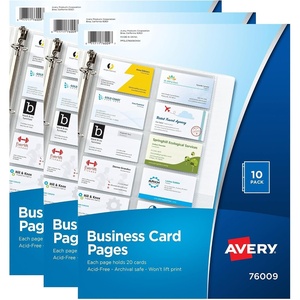 Avery Clear Business Card Organizer Pages for 3 Ring Binders, 10 Per Pack, 3-Pack, Holds 600 Cards Total (78723)(One Size (Pack of 8))