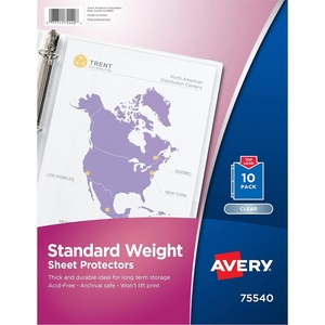 Avery Clear Standard Weight Sheet Protectors, Top Load, 25 Document Protectors (75530)(Clear)