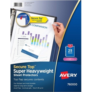 Avery Diamond Clear Top Sheet Protectors, Super Heavyweight Page Protectors for 3 Ring Binder, Clear Binder Sheet, 25 Count (76000)(Solid)