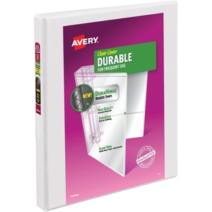 Avery Durable View 3 Ring Binder, 0.5″ Slant Rings, 135-Sheet Capacity, 0.7 Inch Wide Spine, Great for Home, School Supplies, Office, or Organization Needs, 1 White Binder (17002)(0.5″)