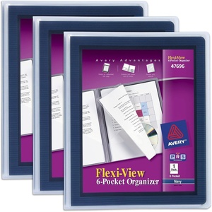 Avery Flexi-View 6 Pocket Organizer, Holds up to 150 Sheets, 1 Blue Organizer (47696)(3 Pack)