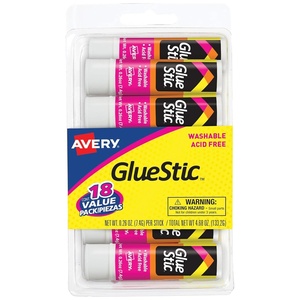 Avery Glue Stic Value Pack, White, Washable, 0.26 oz., 18 Permanent Glue Sticks (98089)(0.26 Ounces)