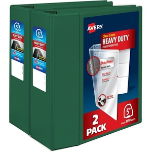 Avery Heavy-Duty Clear View 3 Ring Binders, 3 Inch EZD Rings, 2-Pack of Red Binders (39701)(Green)