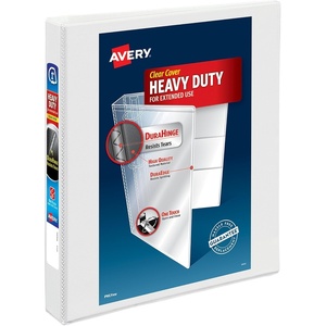 Avery Heavy-Duty View 3 Ring Binder, 1.5″ One Touch Slant Rings, Holds 8.5″ x 11″ Paper, 1 White Binder (05404)(1″)