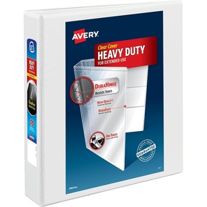 Avery Heavy-Duty View 3 Ring Binder, 1.5″ One Touch Slant Rings, Holds 8.5″ x 11″ Paper, 1 White Binder (05404)(1-1/2″)