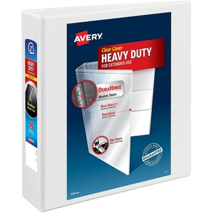Avery Heavy-Duty View 3 Ring Binder, 1.5″ One Touch Slant Rings, Holds 8.5″ x 11″ Paper, 1 White Binder (05404)(2″)