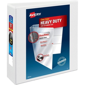 Avery Heavy-Duty View 3 Ring Binder, 1.5″ One Touch Slant Rings, Holds 8.5″ x 11″ Paper, 1 White Binder (05404)(3″)
