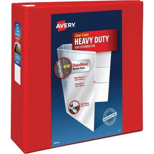 Avery Heavy-Duty View 3 Ring Binder, 4 Inch One Touch EZD Rings, 4.5 Inch Spine, 1 Red Binder (79326)(0)