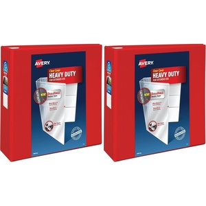 Avery Heavy-Duty View 3 Ring Binder, 4 Inch One Touch EZD Rings, 4.5 Inch Spine, 1 Red Binder (79326)(4″ (Pack of 2))