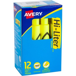 Avery Hi-Liter Desk-Style Highlighters, Smear Safe Ink, Chisel Tip, Value Pack 36 Fluorescent Yellow Highlighters (98208)(12 highlighters)