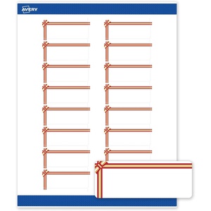 Avery Printable Christmas Address Labels with Sure Feed Technology, Rectangle, 1″ x 2-5/8″, Pre-Printed Green & Metallic Gold Border Design, Matte White, Laser & Inkjet Compatible, 160 Total(Red & Metallic Gold Gift Bow)