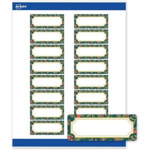Avery Printable Christmas Address Labels with Sure Feed Technology, Rectangle, 1″ x 2-5/8″, Pre-Printed Green & Metallic Gold Border Design, Matte White, Laser & Inkjet Compatible, 160 Total(Teal & Metallic Gold Frame)
