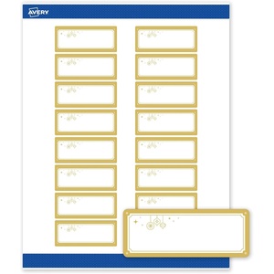 Avery Printable Christmas Address Labels with Sure Feed Technology, Rectangle, 1″ x 2-5/8″, Pre-Printed Green & Metallic Gold Border Design, Matte White, Laser & Inkjet Compatible, 160 Total(Metallic Gold Hanging Ornaments)