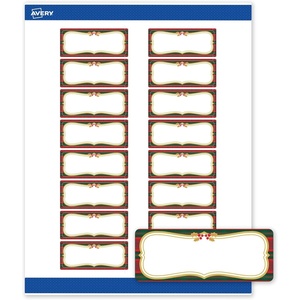 Avery Printable Christmas Address Labels with Sure Feed Technology, Rectangle, 1″ x 2-5/8″, Pre-Printed Green & Metallic Gold Border Design, Matte White, Laser & Inkjet Compatible, 160 Total(Plaid Border W/ Metallic Gold Frame)