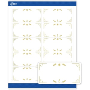 Avery Printable Christmas Shipping Labels with Sure Feed Technology, Rectangle, 2″ x 4″, Pre-Printed Metallic Gold Christmas Trees Design, Matte White, Laser & Inkjet Compatible, 100 Total(Metallic Gold Christmas Trees)