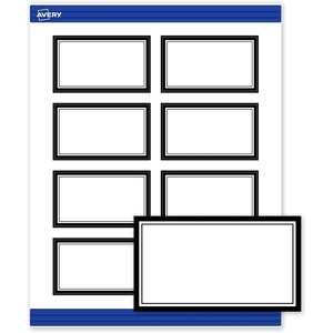 Avery Printable Rectangle Cards, Sure Feed Technology, 2″ x 3.5″, Matte White with Double Black Border Design, Laser & Inkjet Compatible, 80 Total, Great for Branding, Weddings, and More(Double Black Border)
