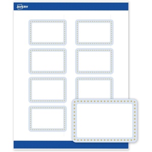 Avery Printable Rectangle Labels, Gold Dots, Green Florals, 2″ x 3″, Matte White Rectangle Labels, Permanent, Laser/Inkjet, 80ct, Great for Product Merchandising(Blue Border With Gold Dots)