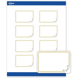 Avery Printable Rectangle Labels, Gold Dots, Green Florals, 2″ x 3″, Matte White Rectangle Labels, Permanent, Laser/Inkjet, 80ct, Great for Product Merchandising(Double Gold Border With Florals)