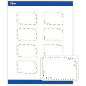 Avery Printable Rectangle Labels, Gold Dots, Green Florals, 2″ x 3″, Matte White Rectangle Labels, Permanent, Laser/Inkjet, 80ct, Great for Product Merchandising(Green Florals With Gold Dots)