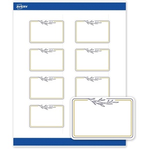 Avery Printable Rectangle Labels, Gold Dots, Green Florals, 2″ x 3″, Matte White Rectangle Labels, Permanent, Laser/Inkjet, 80ct, Great for Product Merchandising(Gold & Navy Border With Florals)