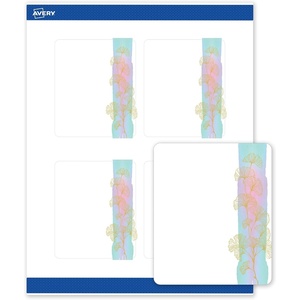 Avery Printable Rectangle Labels, Gold Double Border, Florals, 4″ x 3-1/3″, Matte White Rectangle Labels, Permanent, Laser/Inkjet, 40ct, Great for Product Merchandising(Watercolors With Gold Ginkgo Leaves)