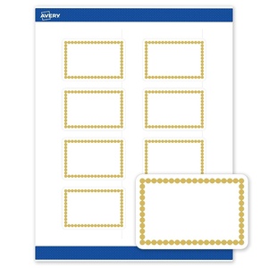 Avery Printable Rectangle Labels, Gold Double-Dipped Edge, 2″ x 3″, Matte White Rectangle Labels, Permanent, Laser/Inkjet, 80ct, Great for Product Merchandising(Gold Beads)