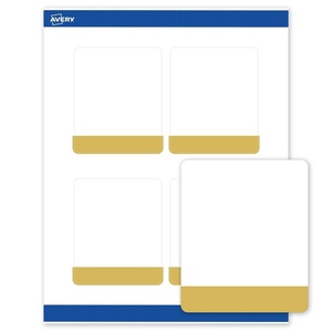Avery Printable Rectangle Labels, Gold Double-Dipped Edge, 4″ x 3-1/3″, Matte White Rectangle Labels, Permanent, Laser/Inkjet, 40ct, Great for Product Merchandising(Dipped Gold Edge)