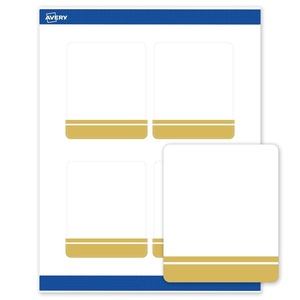 Avery Printable Rectangle Labels, Gold Double-Dipped Edge, 4″ x 3-1/3″, Matte White Rectangle Labels, Permanent, Laser/Inkjet, 40ct, Great for Product Merchandising(Double Dipped Gold Edge)