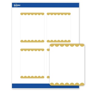 Avery Printable Rectangle Labels, Gold Double-Dipped Edge, 4″ x 3-1/3″, Matte White Rectangle Labels, Permanent, Laser/Inkjet, 40ct, Great for Product Merchandising(Gold Dots Edge)