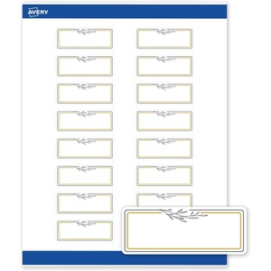 Avery Printable Rectangle Labels, Sure Feed Technology, Double Gold Border, Florals Design, 1″ x 2-5/8″, Matte White Permanent Labels, Laser/Inkjet, 160 Total, Great for Addressing(Gold & Navy Border With Florals)