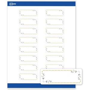 Avery Printable Rectangle Labels, Sure Feed Technology, Double Gold Border, Florals Design, 1″ x 2-5/8″, Matte White Permanent Labels, Laser/Inkjet, 160 Total, Great for Addressing(Green Florals With Gold Dots)