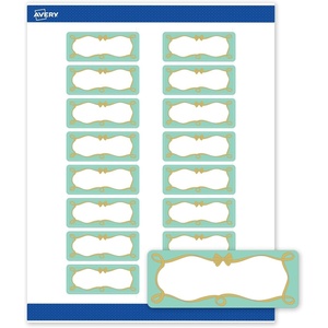 Avery Printable Rectangle Labels, Sure Feed Technology, Double Gold Border, Florals Design, 1″ x 2-5/8″, Matte White Permanent Labels, Laser/Inkjet, 160 Total, Great for Addressing(Mint Border W/ Gold Bow)