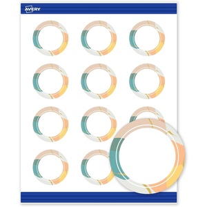 Avery Printable Round Cards, Sure Feed Technology, 2″ Diameter, Matte White with Blue Border Gold Dots Design, Laser & Inkjet Compatible, 120 Total, Great for Branding, Weddings, and More(Color Block with Metallic Gold Veins)