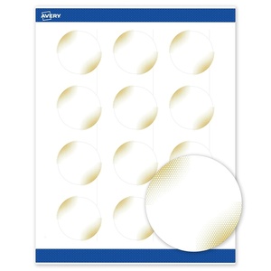 Avery Printable Round Labels, Sure Feed Technology, Gold Dots Edge Design, 2″ Diameter, Matte White Permanent Labels, Laser/Inkjet, 120 Total, Great for Product Merchandising(Gold Blush)
