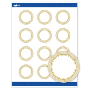 Avery Printable Round Labels, Sure Feed Technology, Gold Dots Edge Design, 2″ Diameter, Matte White Permanent Labels, Laser/Inkjet, 120 Total, Great for Product Merchandising(Arched Metallic Gold Florals)